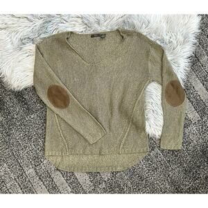 RDI Womens V-Neck Elbow Patch Tunic Sweater Green Size Large (MSRP $85)